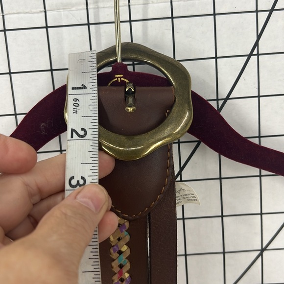 Lucky brand, leather, zigzag stitch accent, brass buckle belt S - Picture 12 of 12